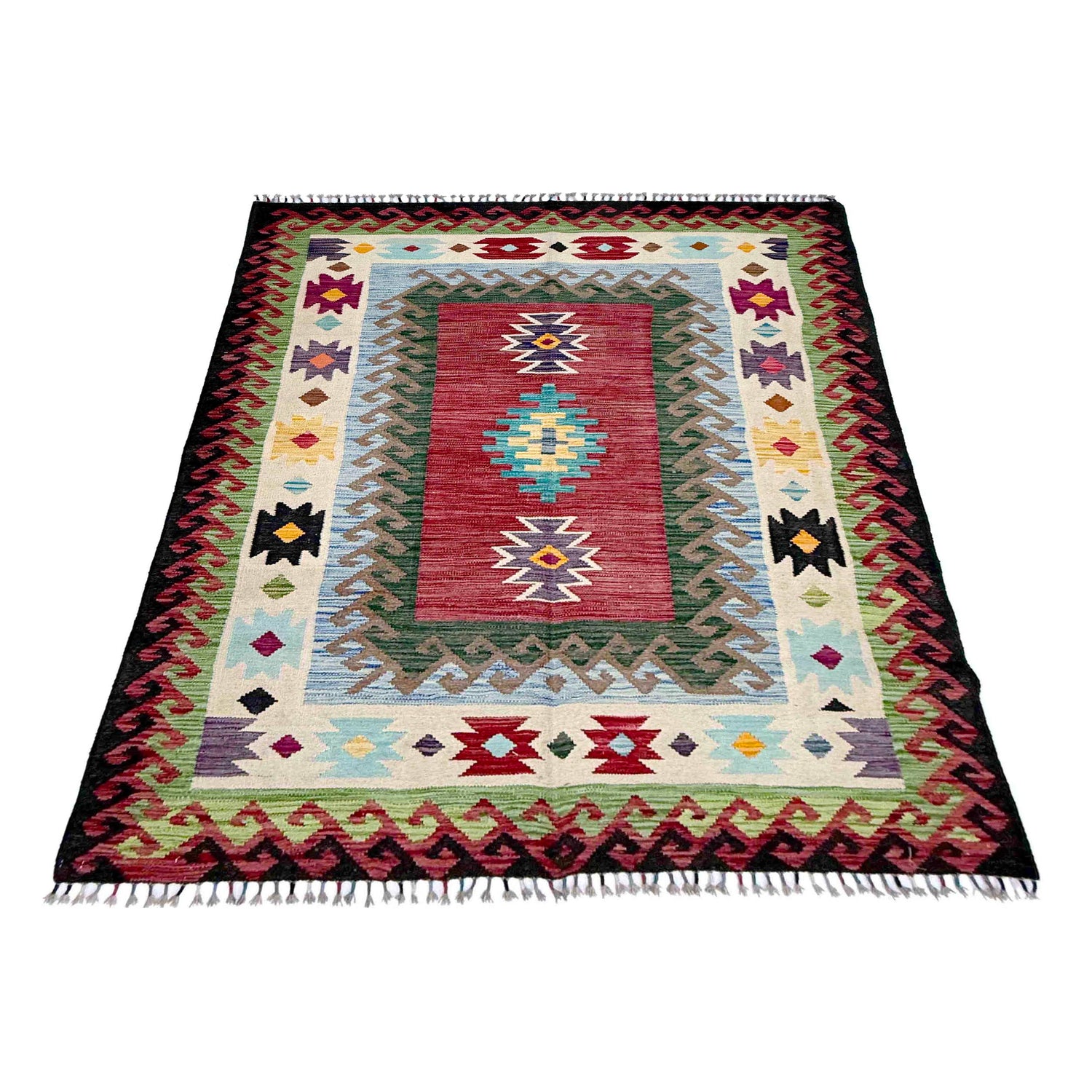 Handmade Vegetable Kilim 4' 11" x 6' 7" (ft) - No. W38127