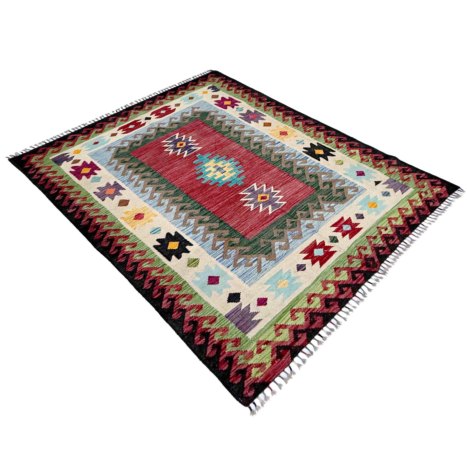 Handmade Vegetable Kilim 4' 11" x 6' 7" (ft) - No. W38127