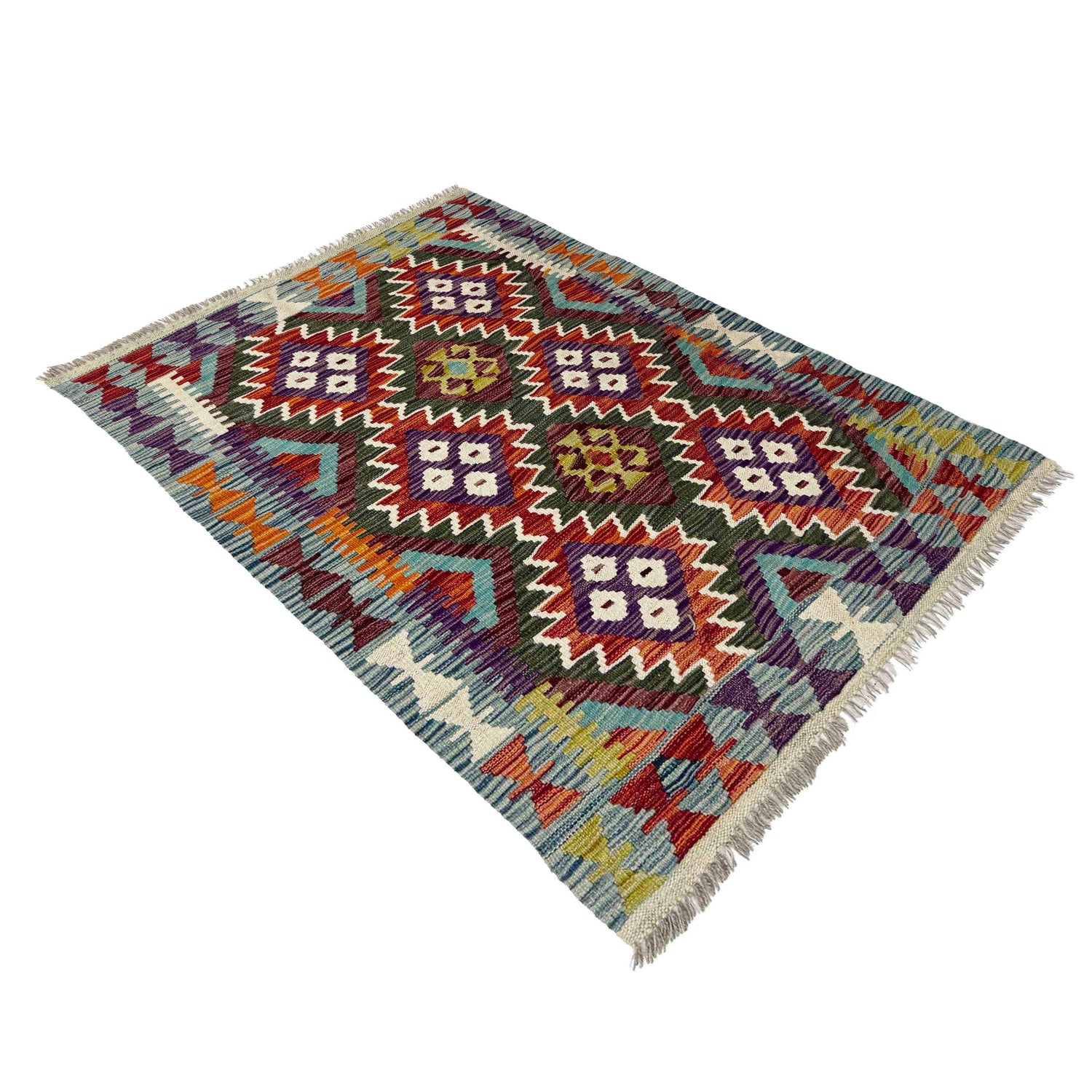 Handmade Vegetable Kelim 2' 11" x 4' 2" (ft) - No. W38162