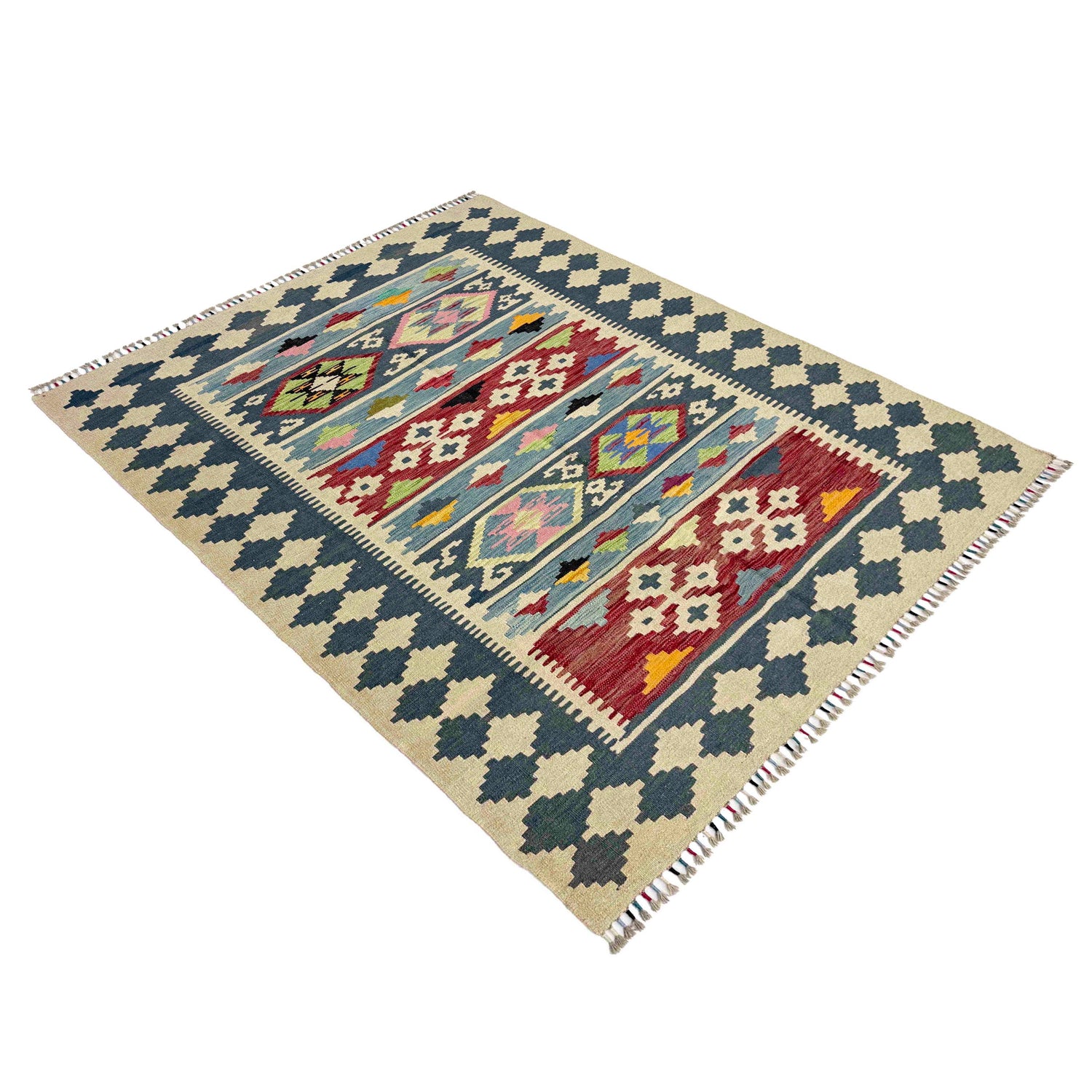Handmade Vegetable Kilim 4' 10" x 6' 4" (ft) - No. W38195