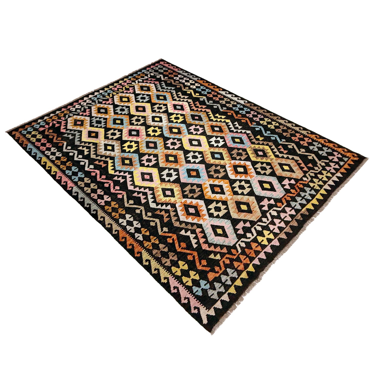 Handmade Vegetable Kelim 6' 7" x 9' 5" (ft) - No. W38213