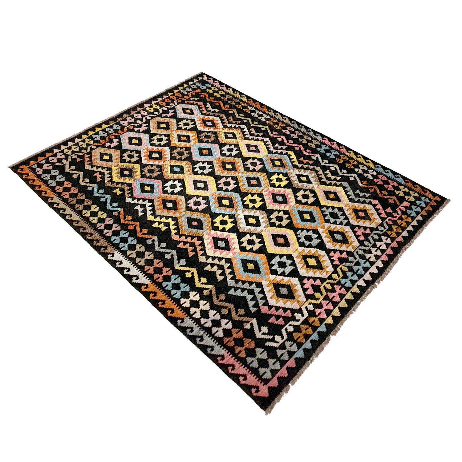 Handmade Vegetable Kelim 6' 7" x 9' 5" (ft) - No. W38213