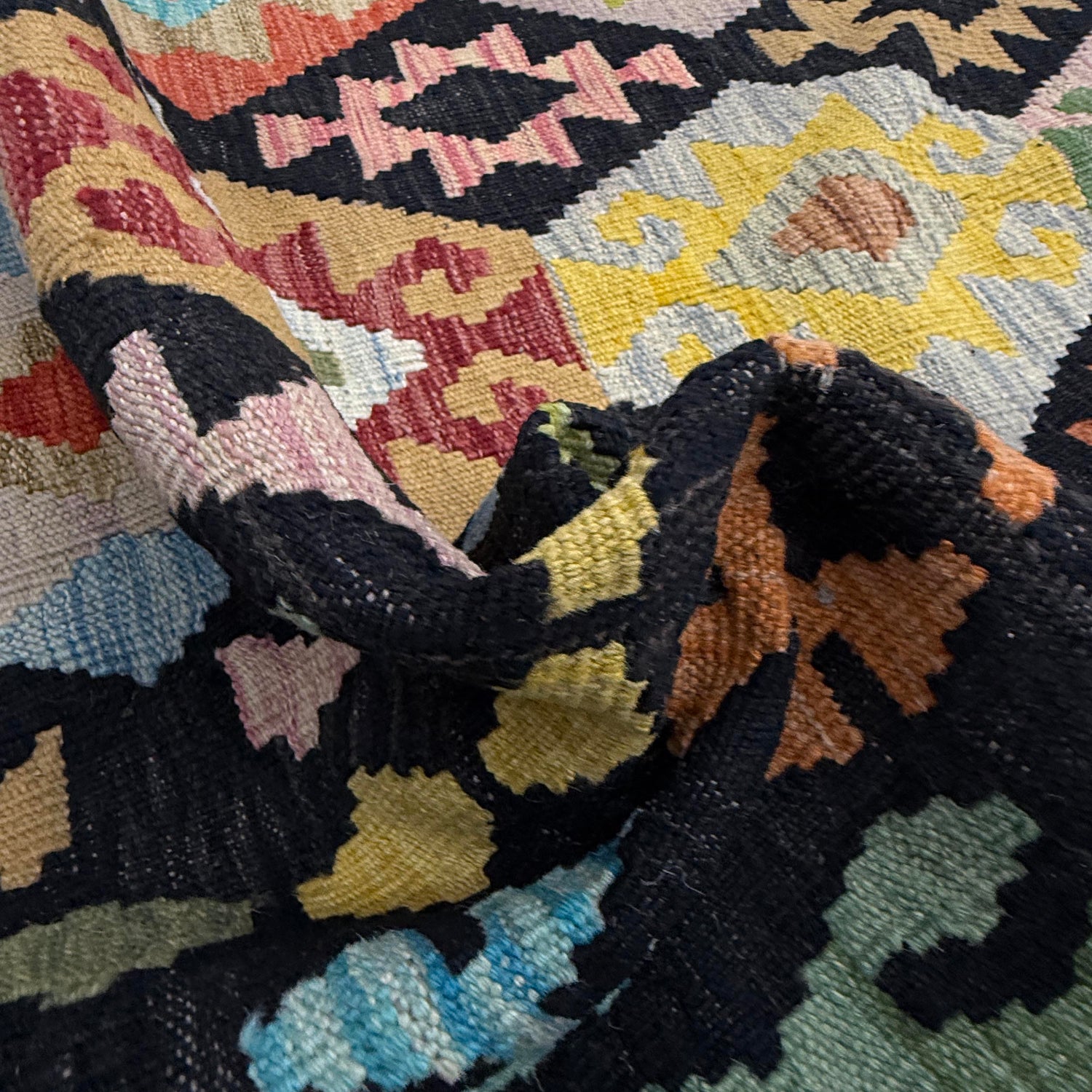 Handmade Vegetable Kilim 6' 11" x 9' 9" (ft) - No. W38228