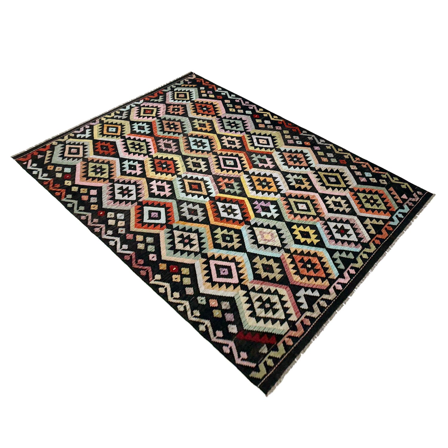 Handmade Vegetable Kelim 6' 5" x 9' 7" (ft) - No. W38229