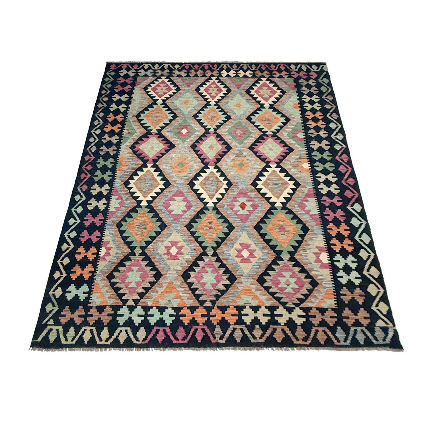 Handmade Vegetable Kilim 6' 6" x 9' 11" (ft) - No. W38230