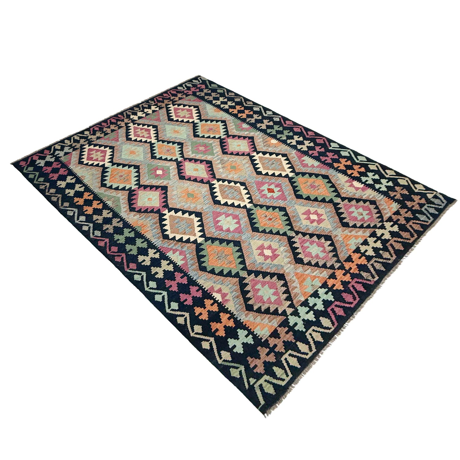 Handmade Vegetable Kilim 6' 6" x 9' 11" (ft) - No. W38230