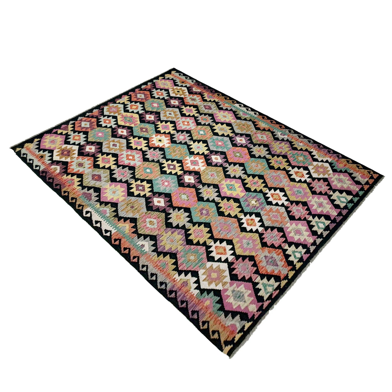 Handmade Vegetable Kelim 6' 8" x 9' 9" (ft) - No. W38231