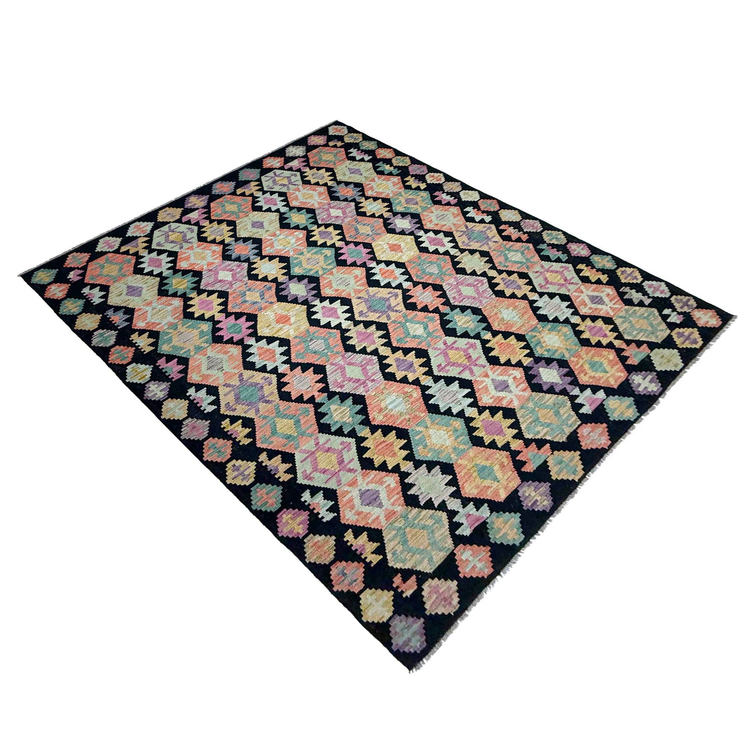 Handmade Vegetable Kilim 6' 8" x 9' 7" (ft) - No. W38232