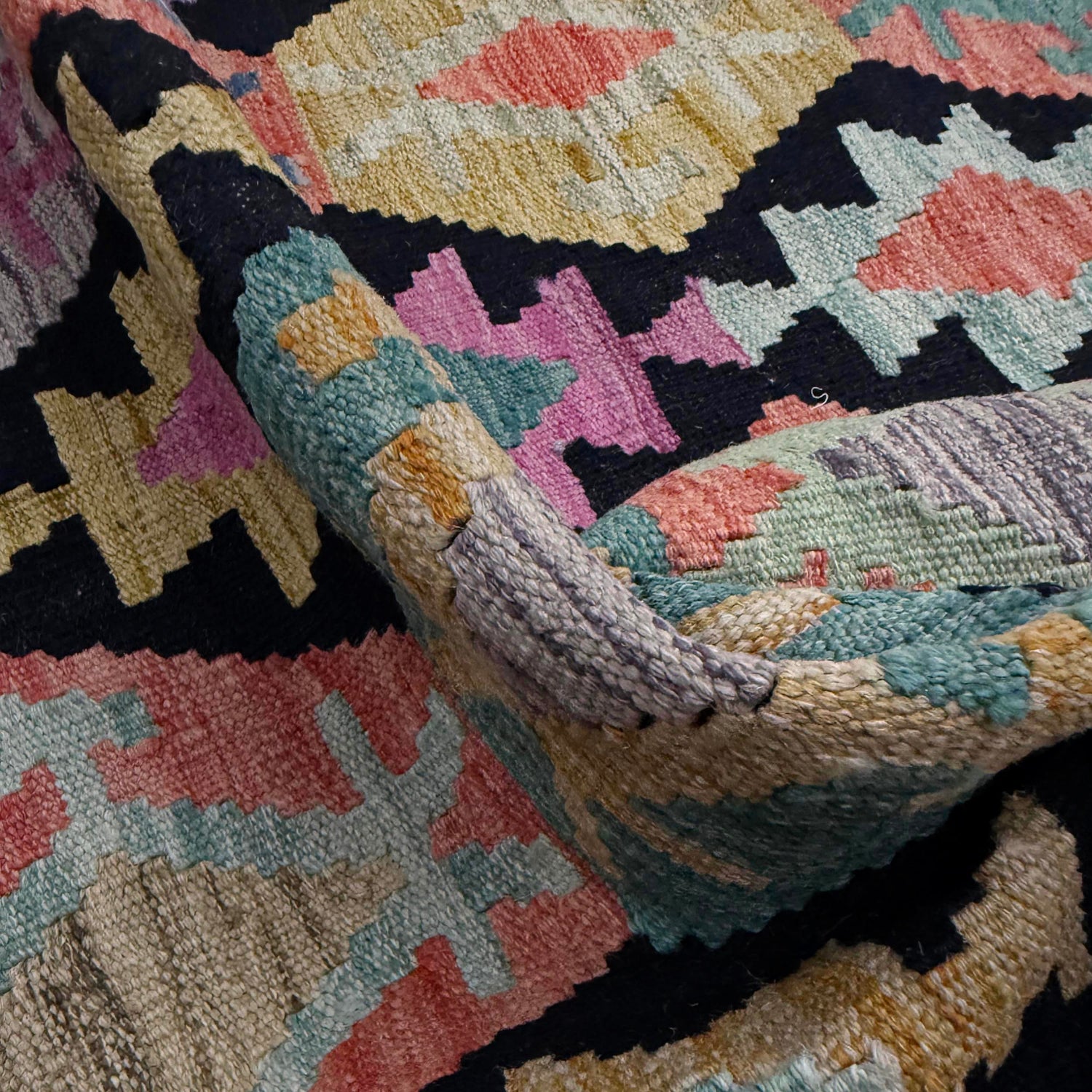 Handmade Vegetable Kilim 6' 8" x 9' 7" (ft) - No. W38232