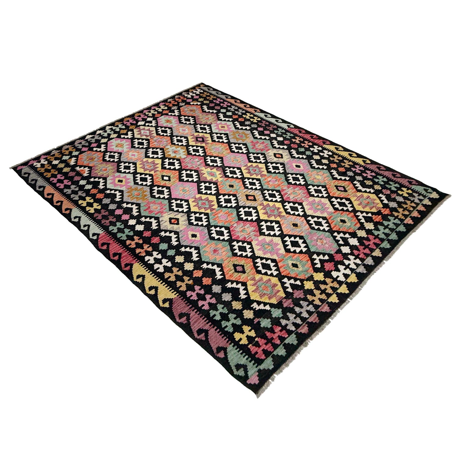 Handmade Vegetable Kilim 6' 7" x 9' 8" (ft) - No. W38234