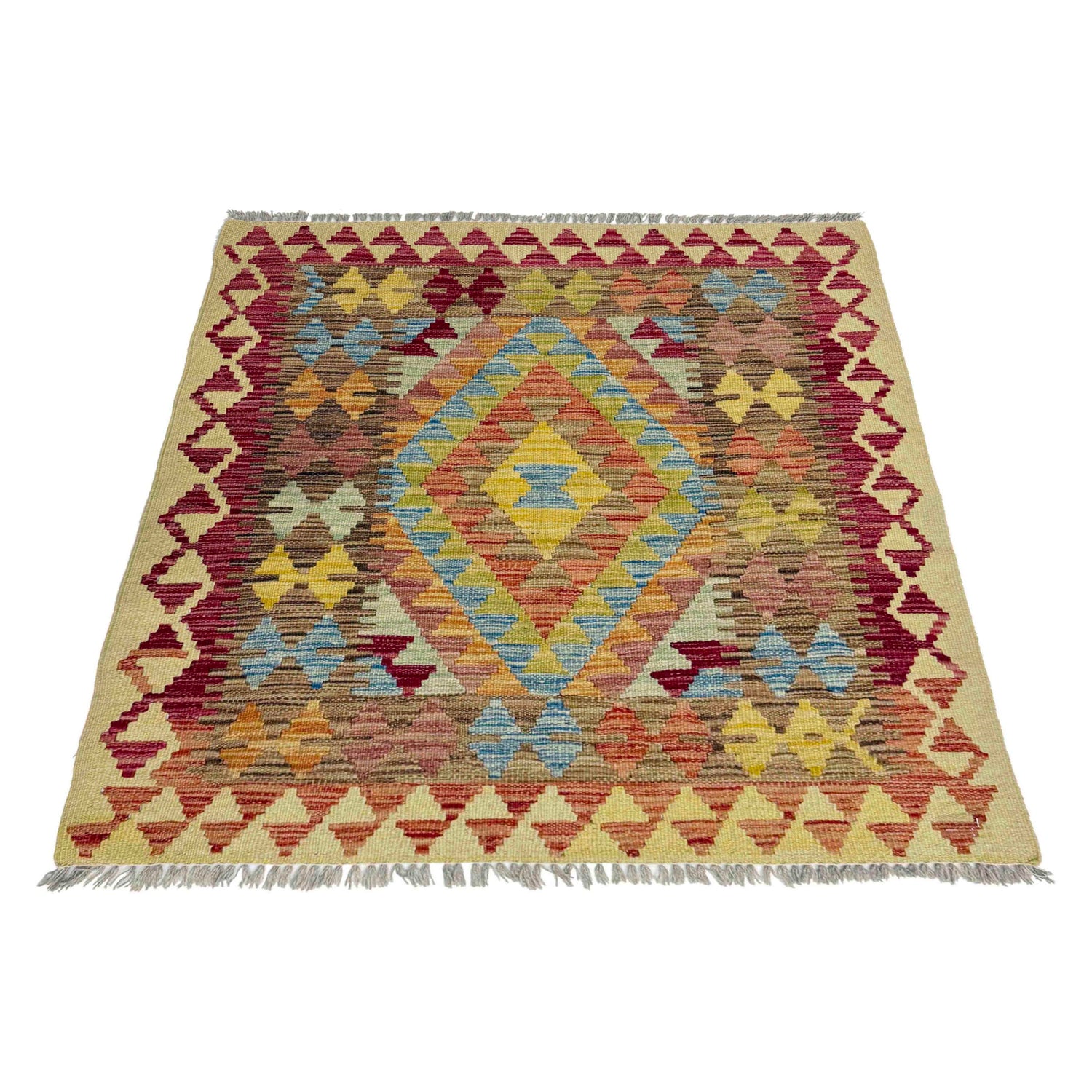 Handmade Vegetable Kelim 3' 5" x 3' 8" (ft) - No. W38237