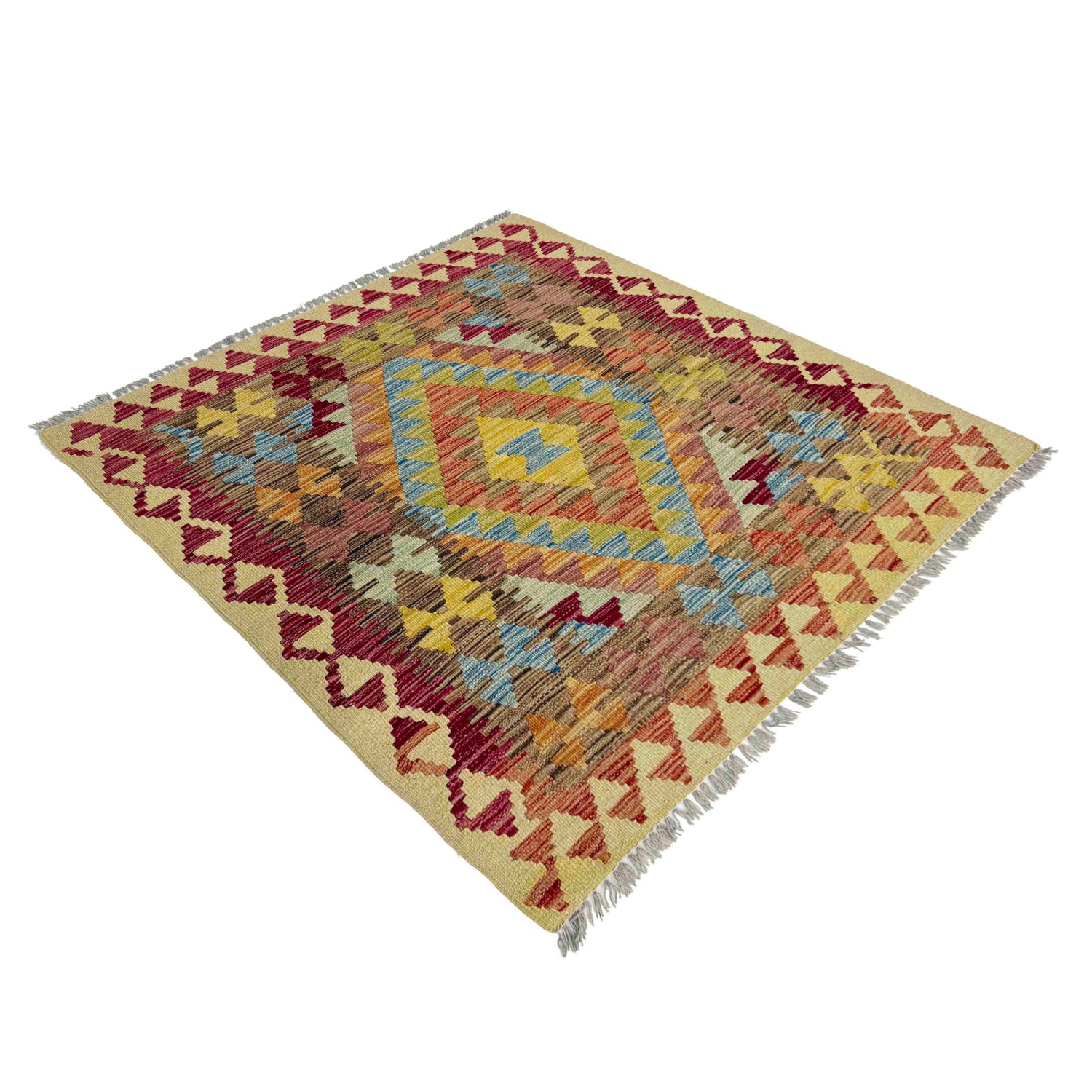 Handmade Vegetable Kelim 3' 5" x 3' 8" (ft) - No. W38237