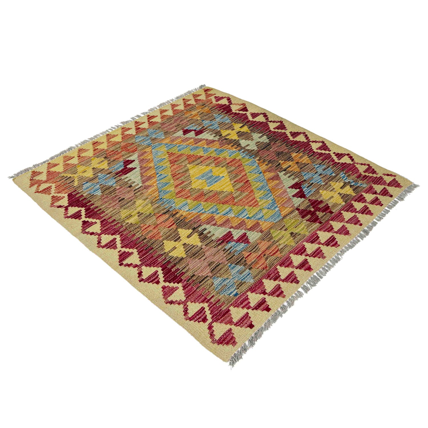 Handmade Vegetable Kelim 3' 5" x 3' 8" (ft) - No. W38237