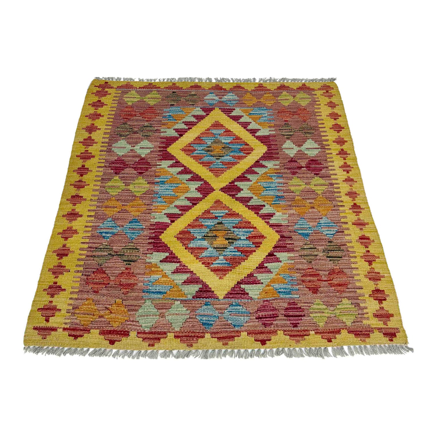 Handmade Vegetable Kilim 3' 3" x 3' 10" (ft) - No. W38241