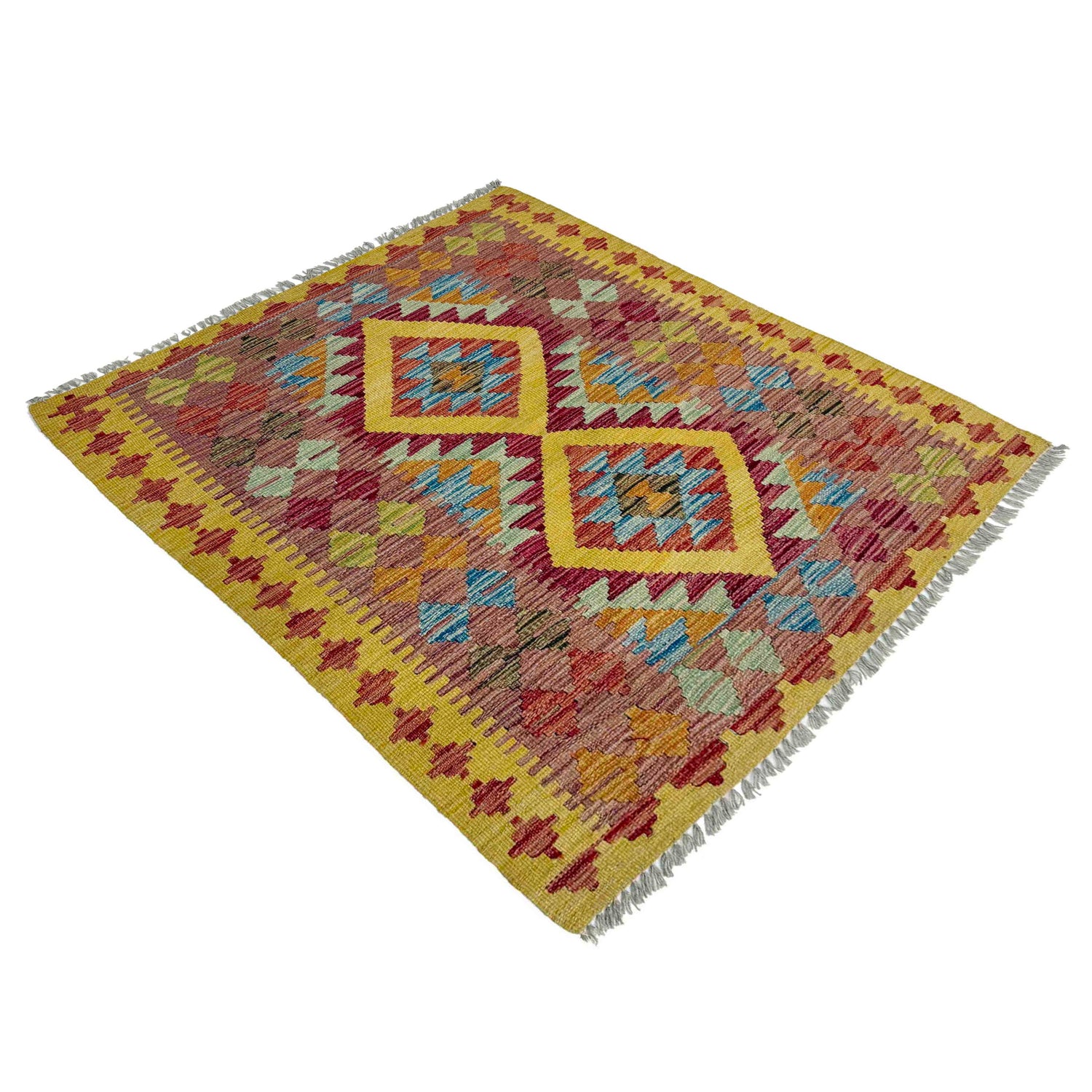 Handmade Vegetable Kilim 3' 3" x 3' 10" (ft) - No. W38241