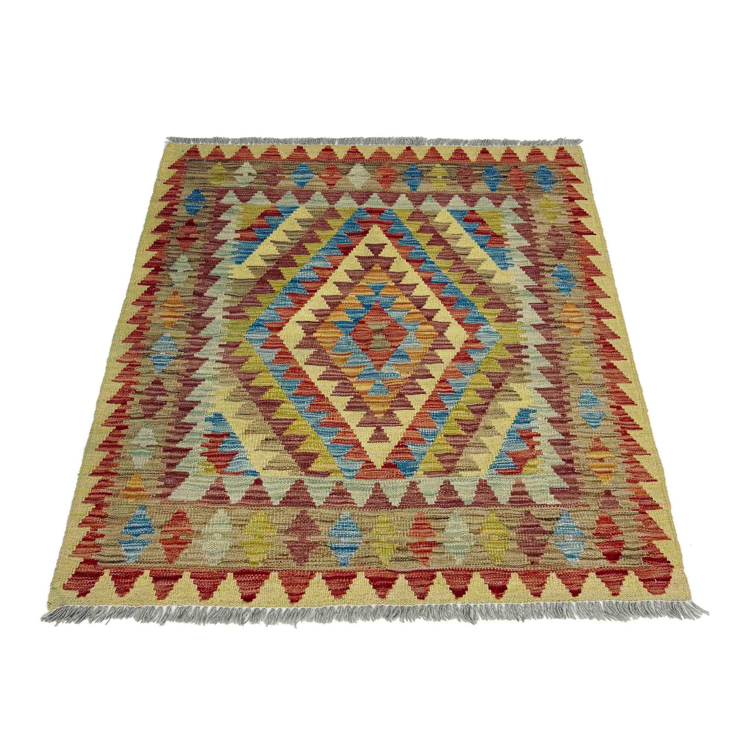 Handmade Vegetable Kelim 3' 3" x 3' 10" (ft) - No. W38243