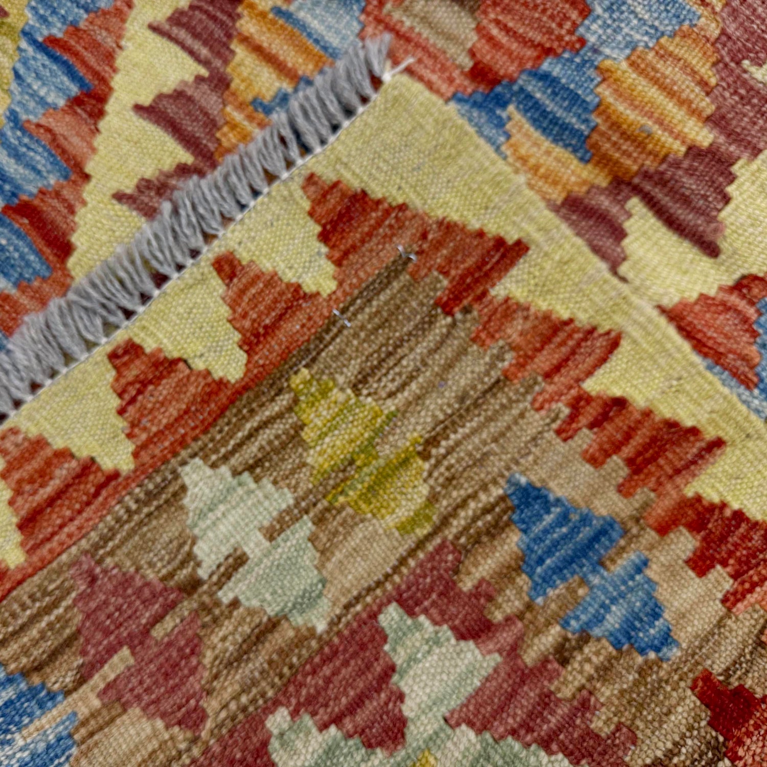 Handmade Vegetable Kelim 3' 3" x 3' 10" (ft) - No. W38243