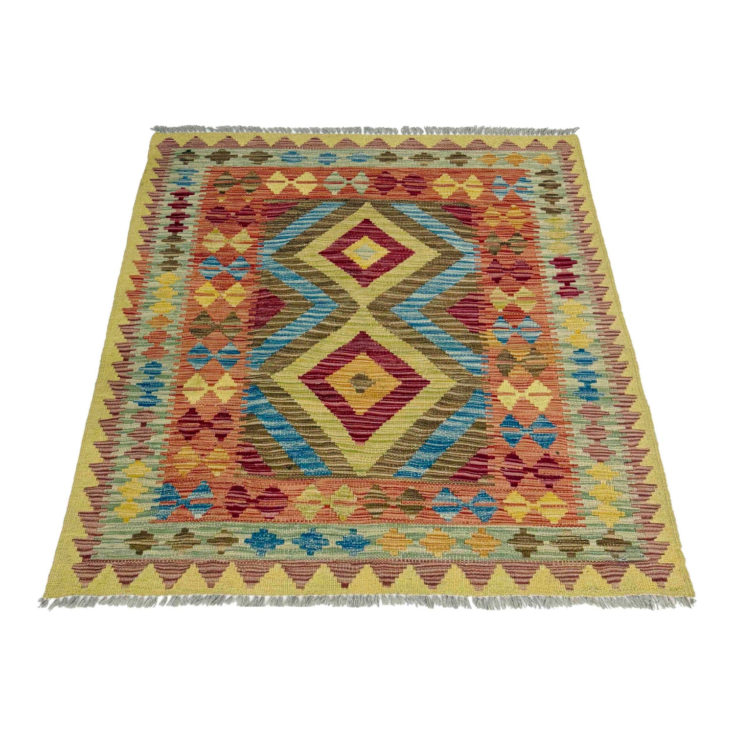 Handmade Vegetable Kilim 3' 5" x 4' 1" (ft) - No. W38244