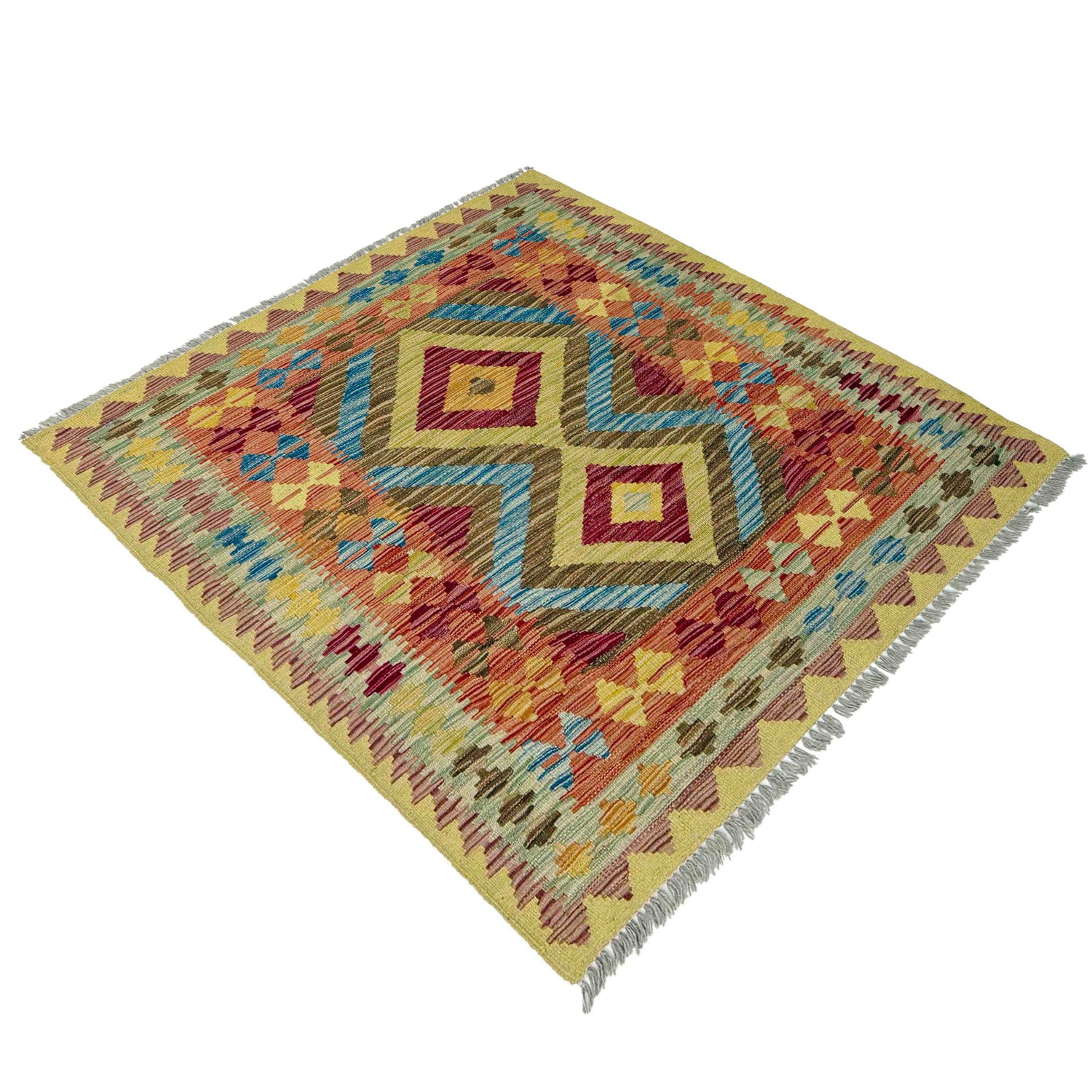 Handmade Vegetable Kilim 3' 5" x 4' 1" (ft) - No. W38244