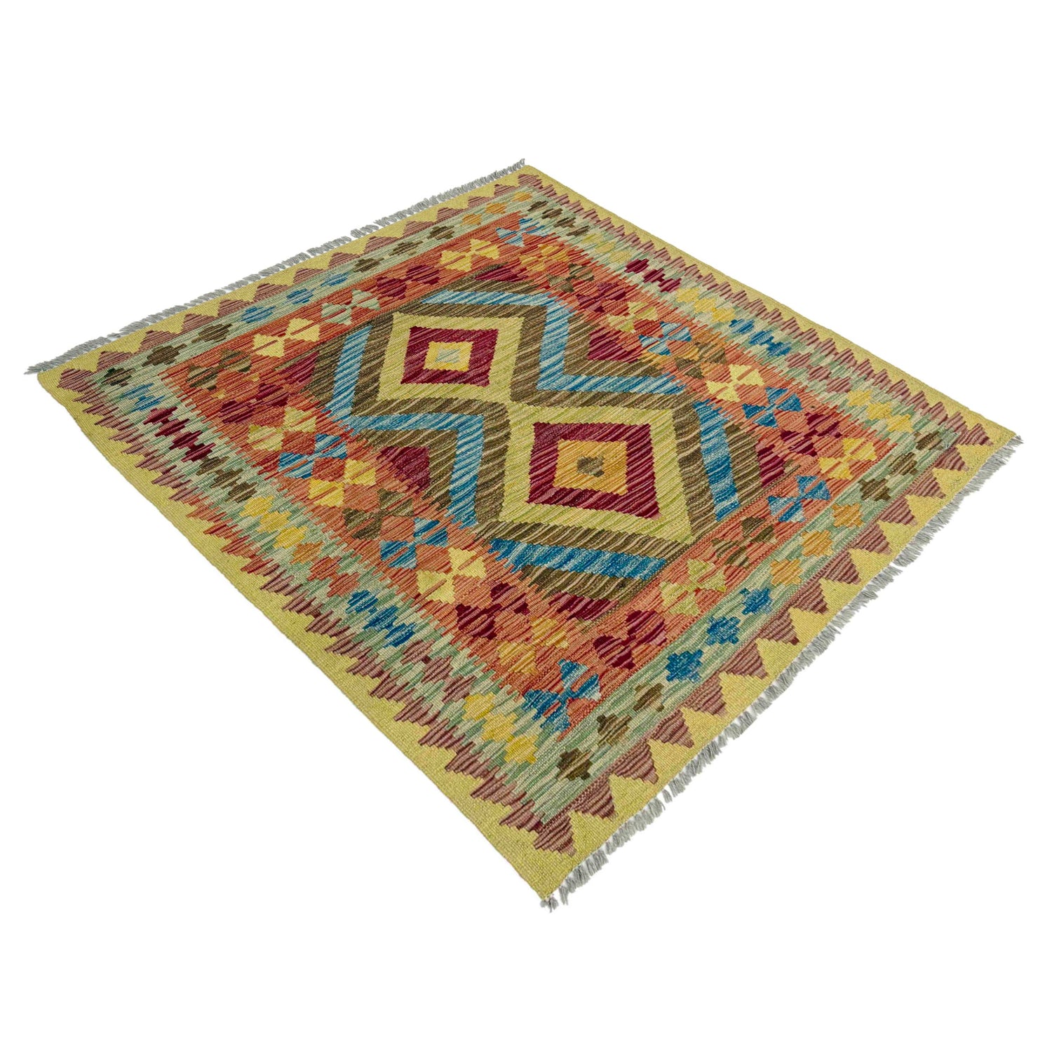Handmade Vegetable Kilim 3' 5" x 4' 1" (ft) - No. W38244