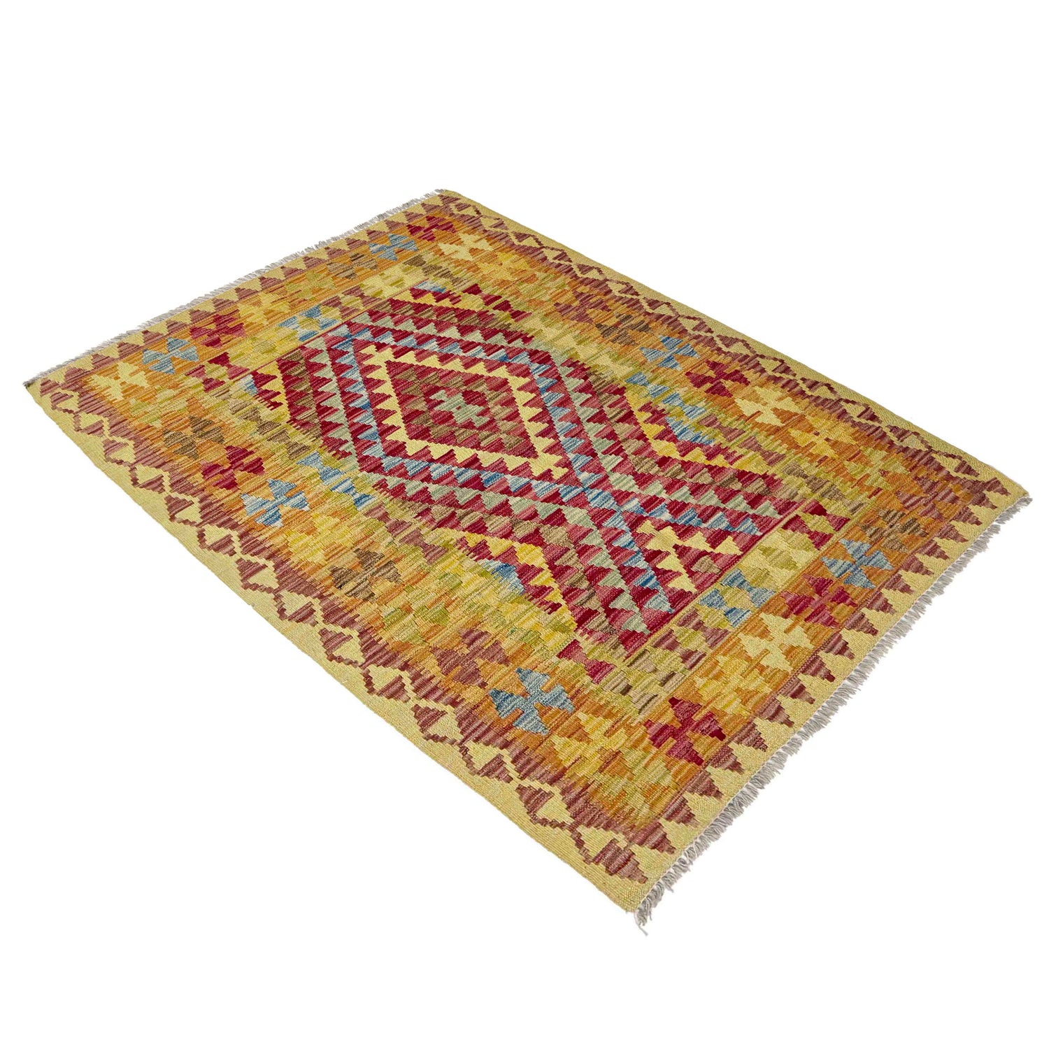 Handmade Vegetable Kelim 3' 6" x 5' 1" (ft) - No. W38246