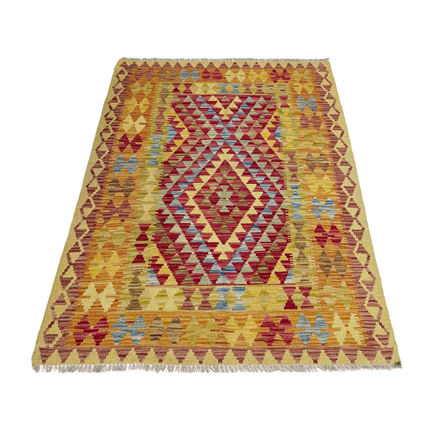 Handmade Vegetable Kelim 3' 6" x 5' 1" (ft) - No. W38246