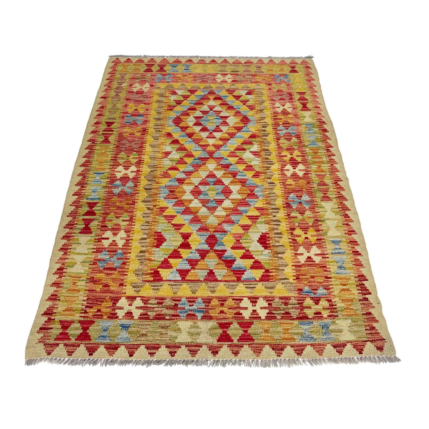Handmade Vegetable Kilim 3' 7" x 5' 3" (ft) - No. W38254