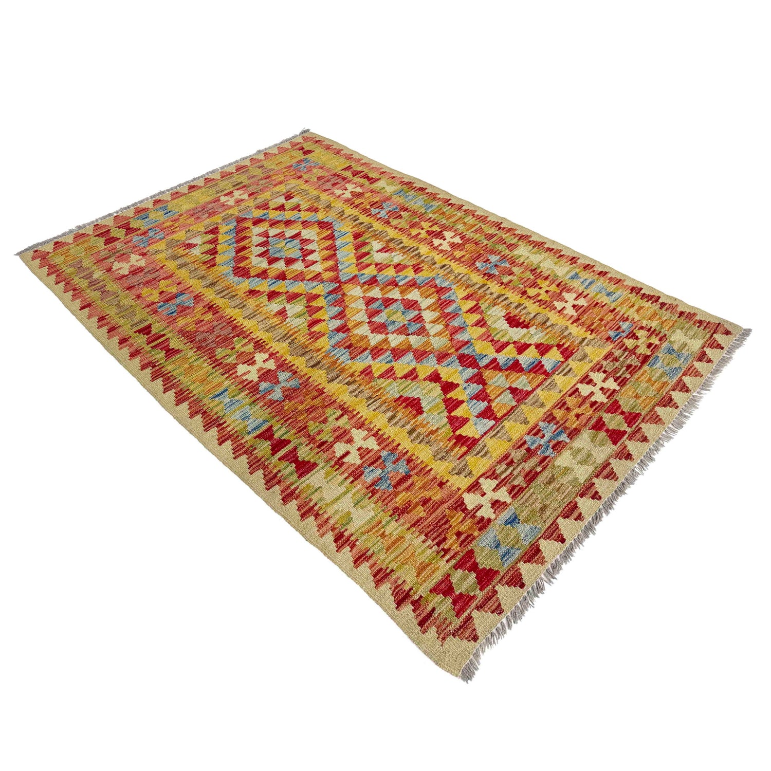 Handmade Vegetable Kilim 3' 7" x 5' 3" (ft) - No. W38254