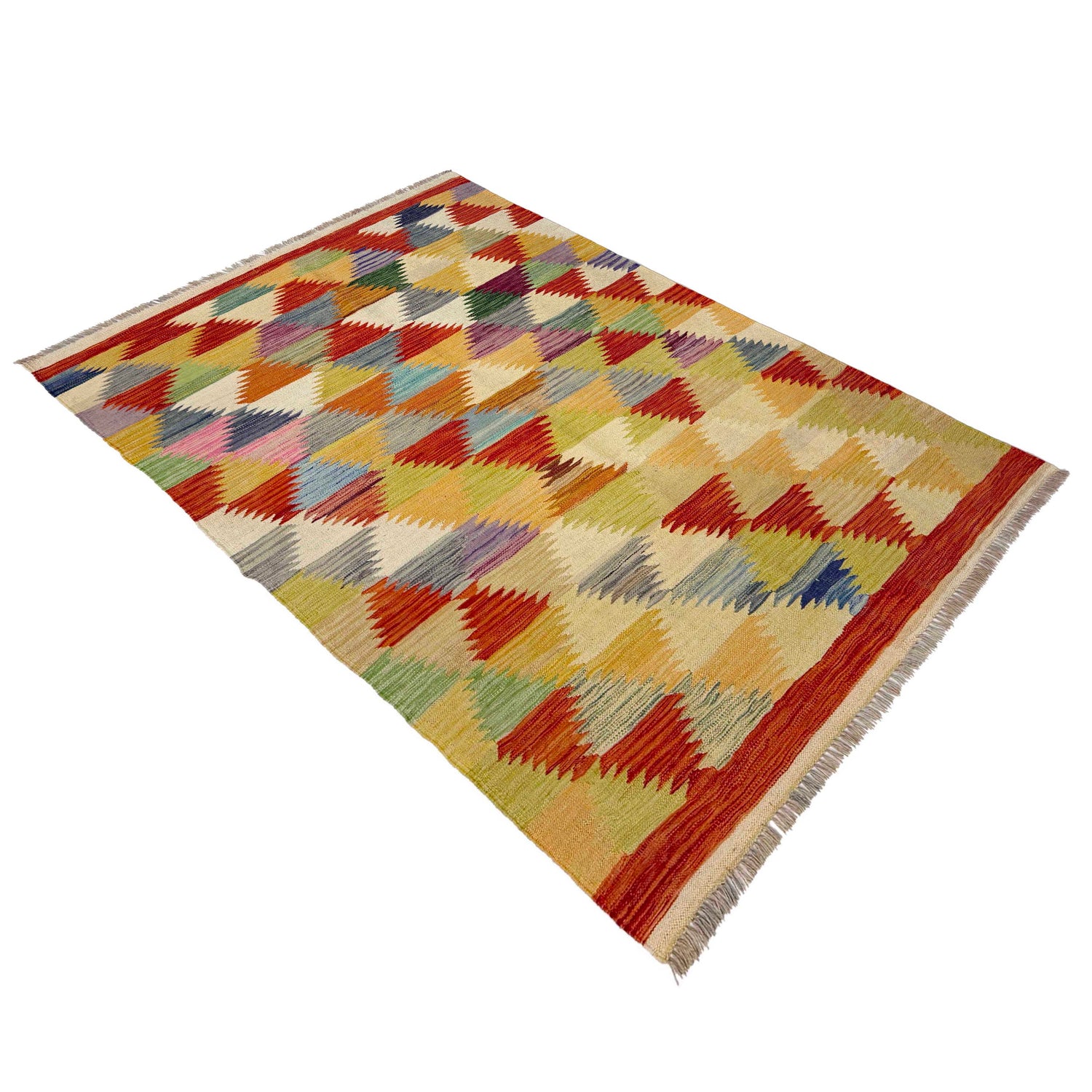 Handmade Vegetable Kelim 3' 10" x 5' 10" (ft) - No. W38938