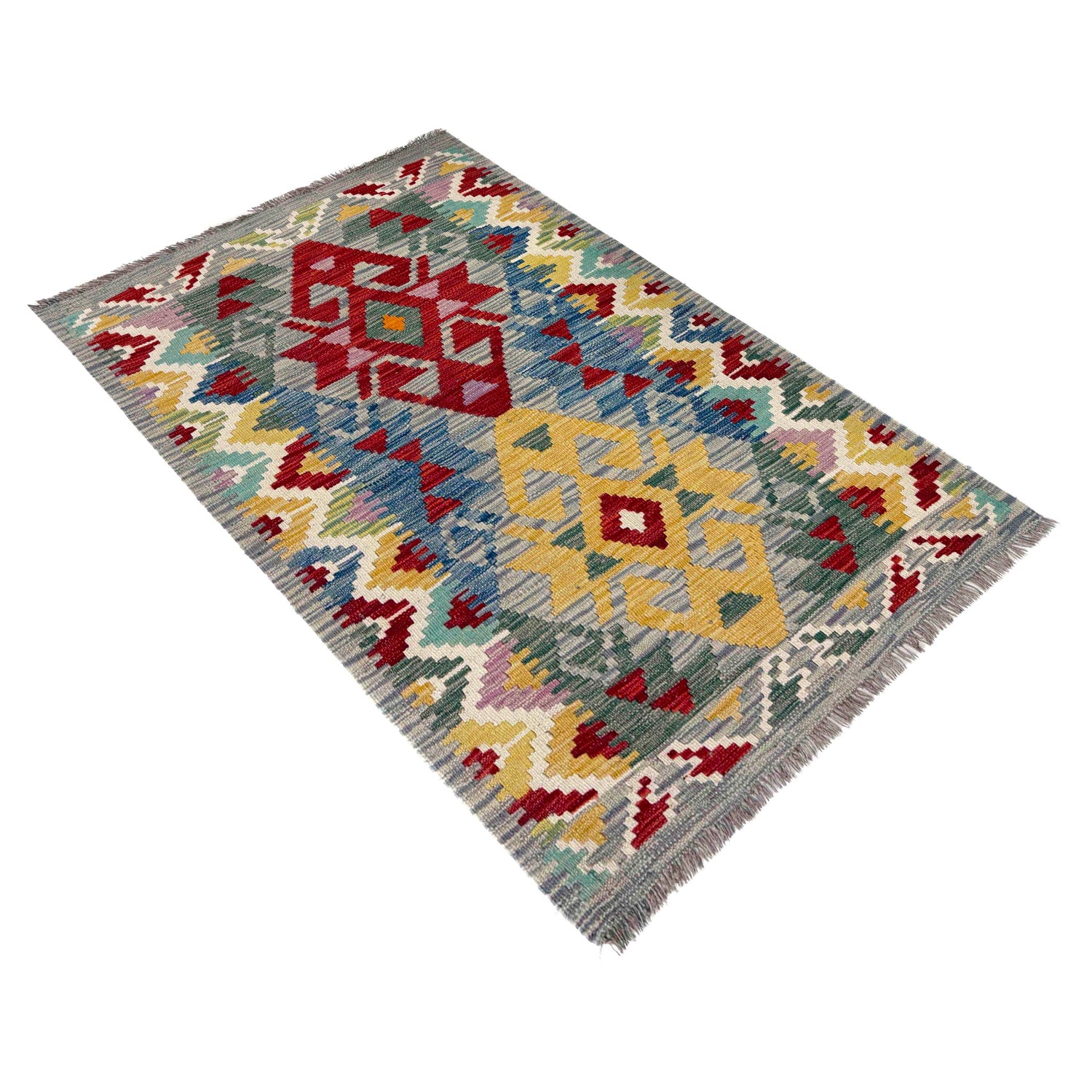 Handmade Vegetable Kelim 2' 9" x 4' 1" (ft) - No. W39911