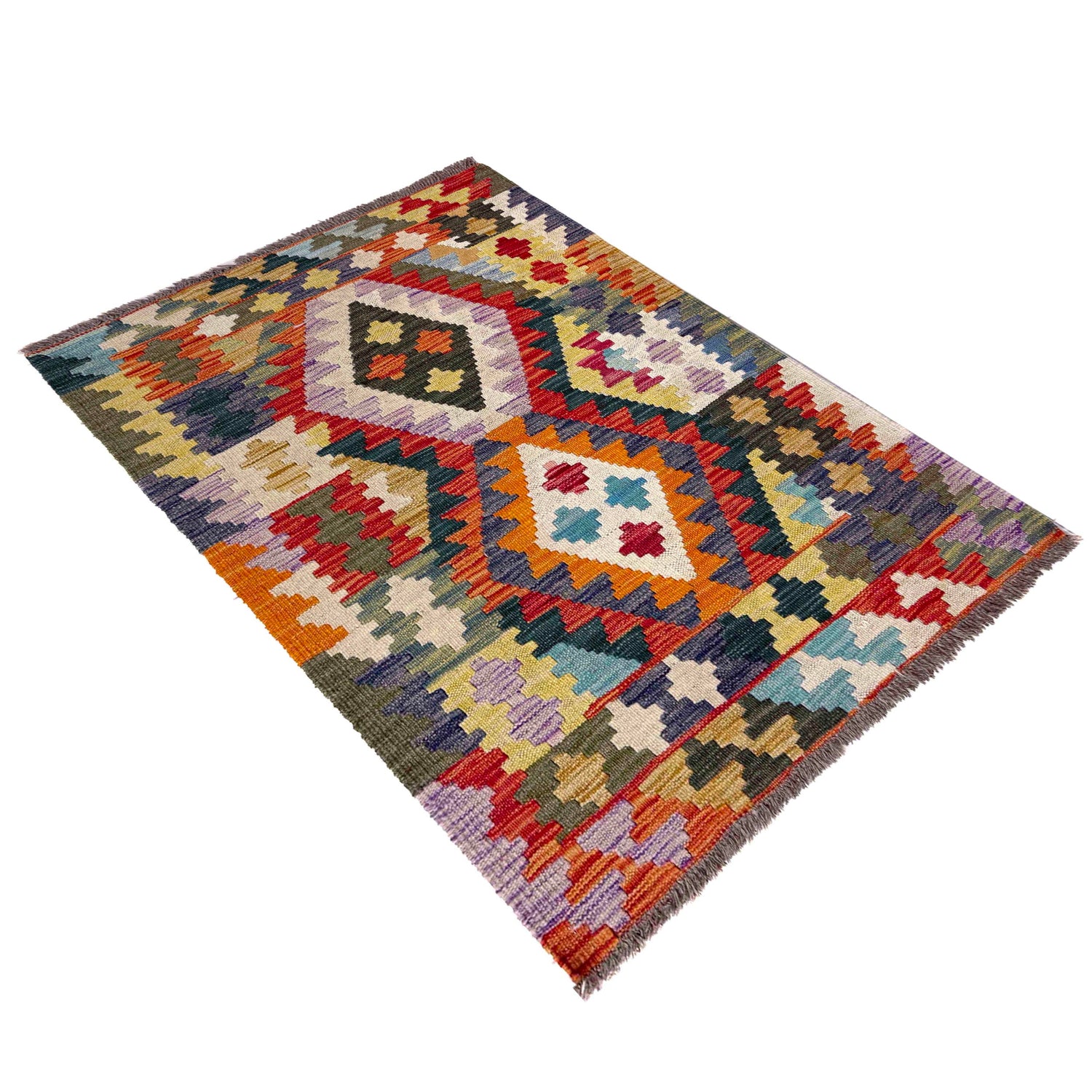 Handmade Vegetable Kilim 2' 11" x 4' 1" (ft) - No. W39914