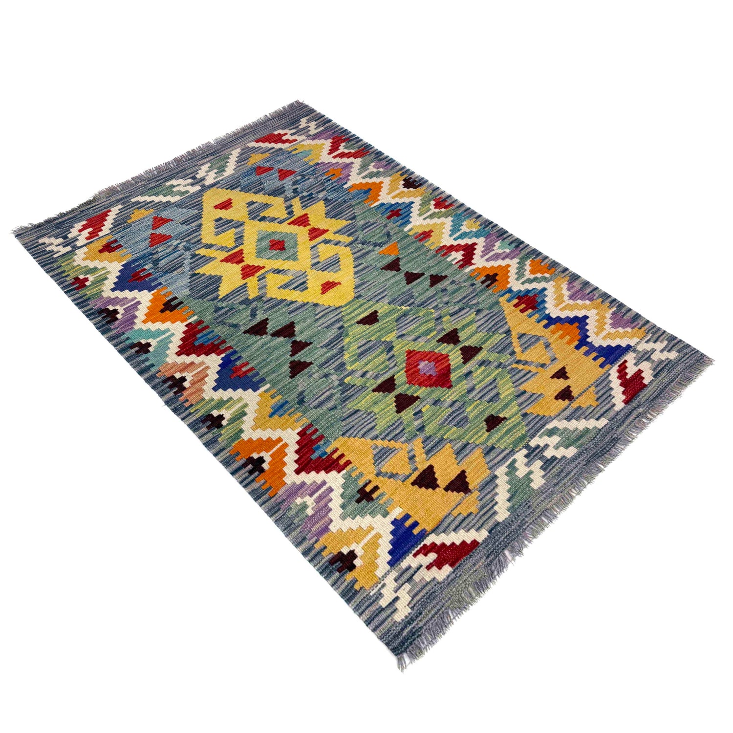 Handmade Vegetable Kilim 2' 8" x 3' 10" (ft) - No. W39917