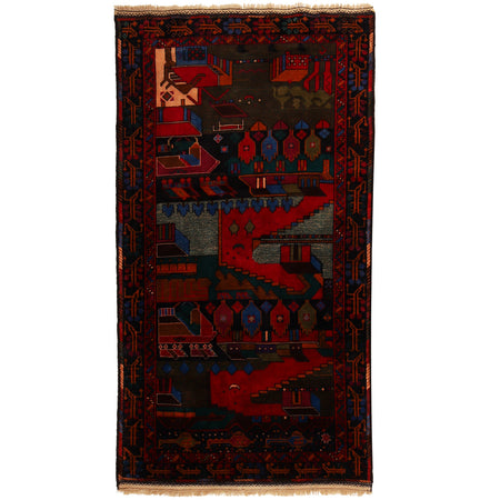 Handmade Village Design Carpet 3' 8" x 6' 4" (ft)- No. Y12718