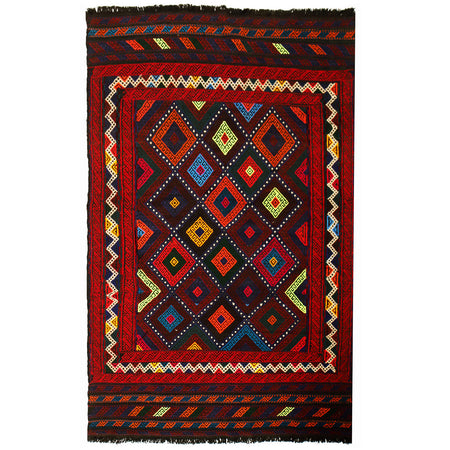 Multi-Color Flat Weave Kilim 4' 5" x 6' 11" (ft) - No. Y12935