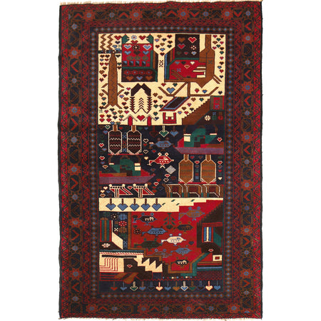 Handmade Village Design Carpet 3' 6" x 6' 6" (ft)- No. Y14166