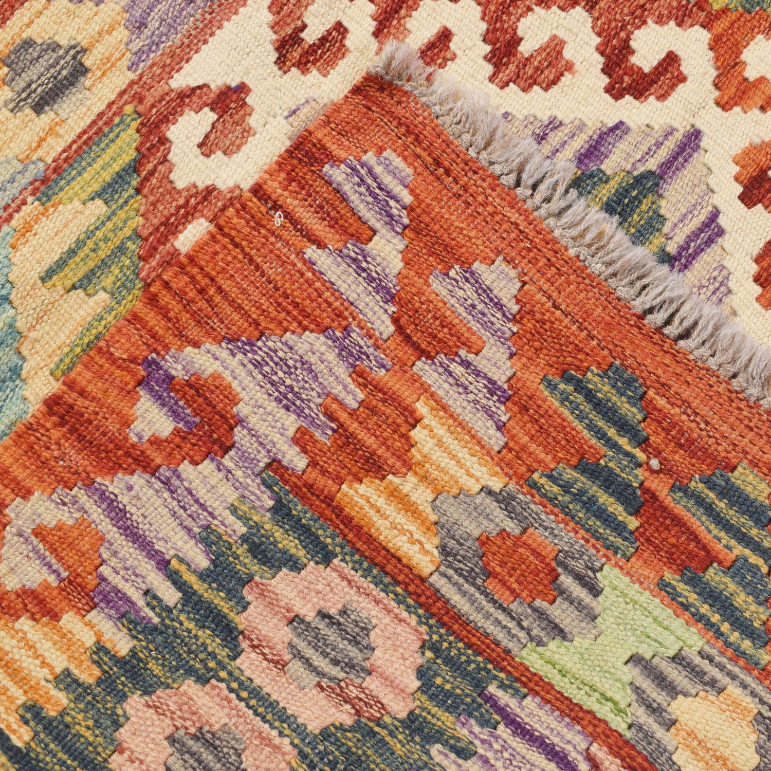 Handmade Vegetable Kilim 3' 4  x 4' 6 (ft) - No. Y16578