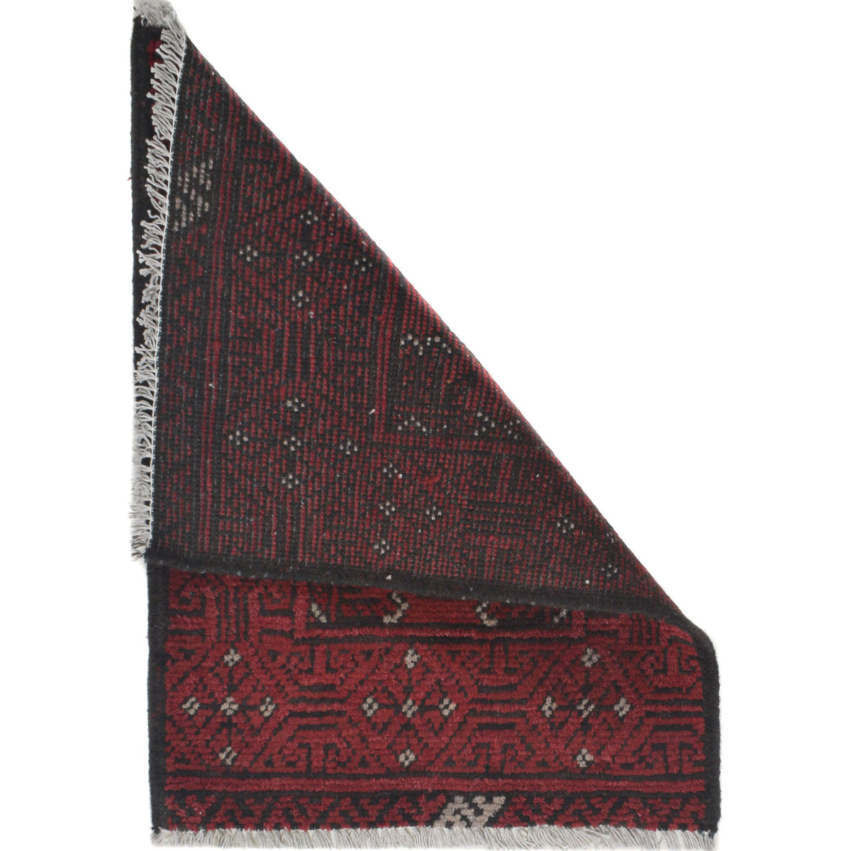 Hand Knotted Geometric New Doormat Red Color Wool Rug