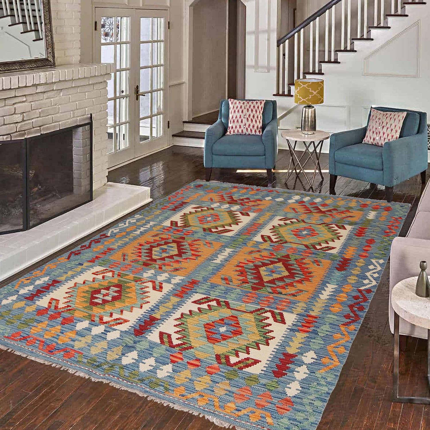 Handmade Vegetable Kelim 5' 7" x 7' 5" (ft) - No. Y31004