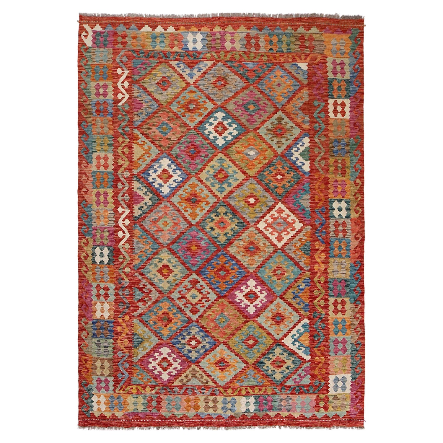 Handmade Vegetable Kilim 6' 7" x 9' 5" (ft) - No. Y31017