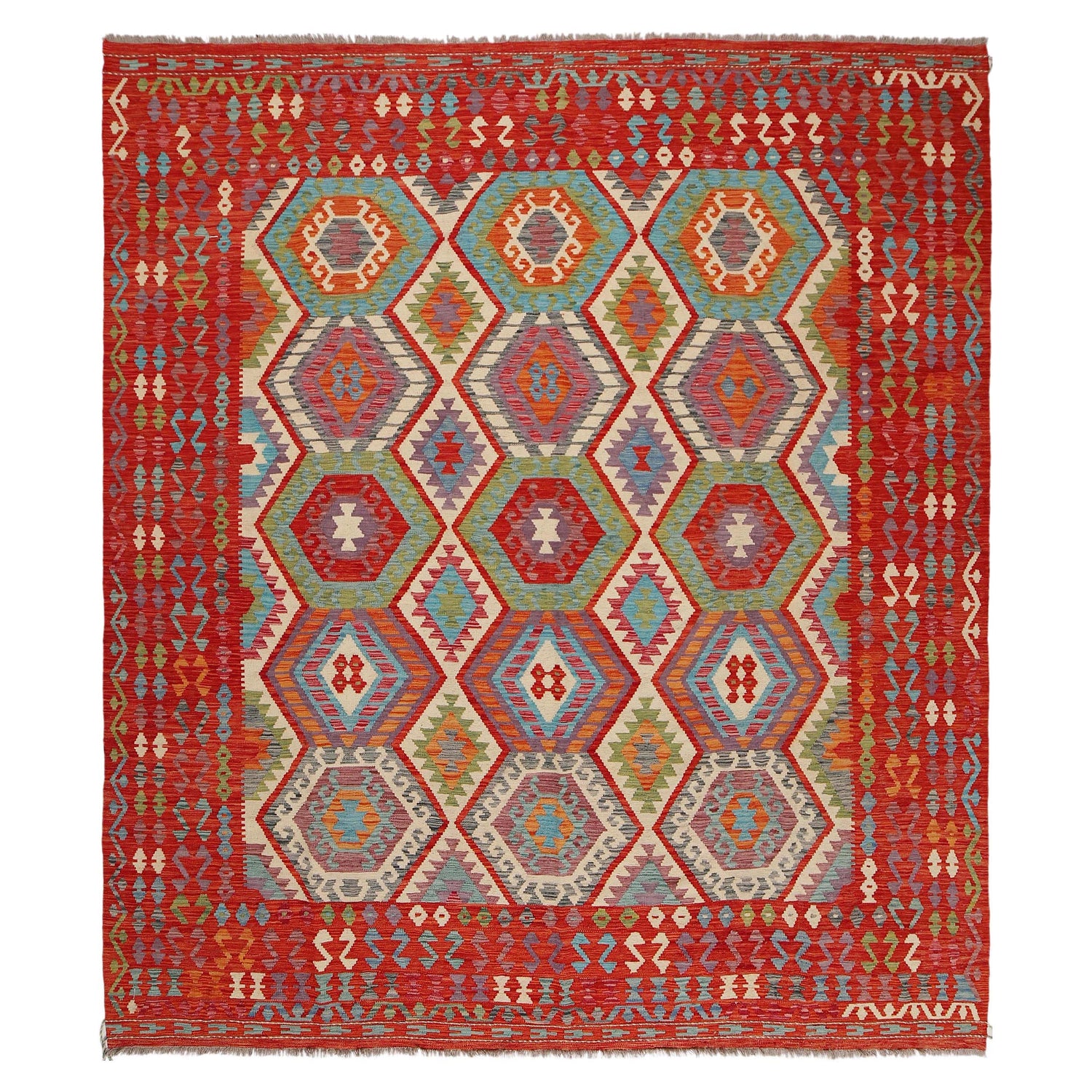 Handmade Vegetable Kilim 8' 9" x 9' 7" (ft) - No. Y31025