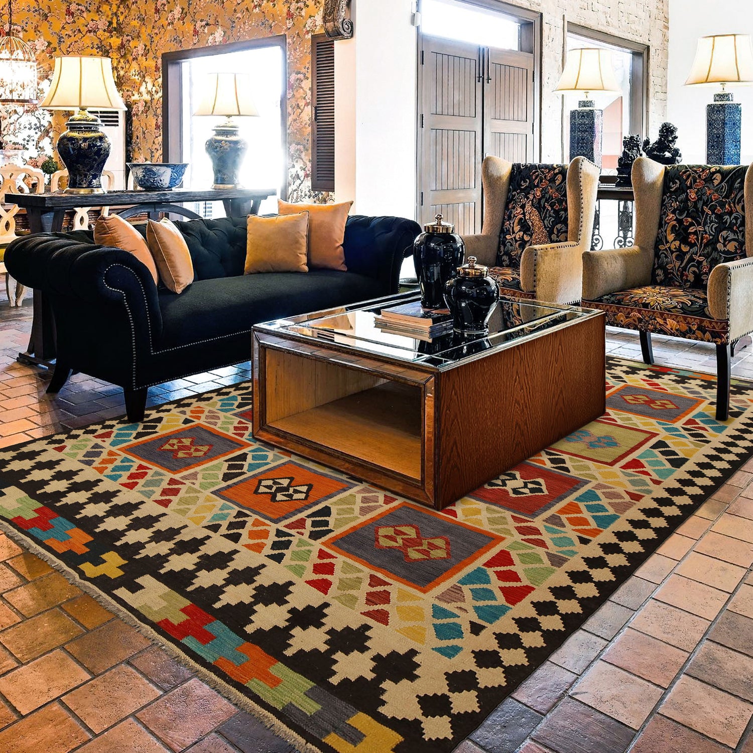 Handmade Vegetable Kelim 7' 4" x 9' 10" (ft) - No. Y31565