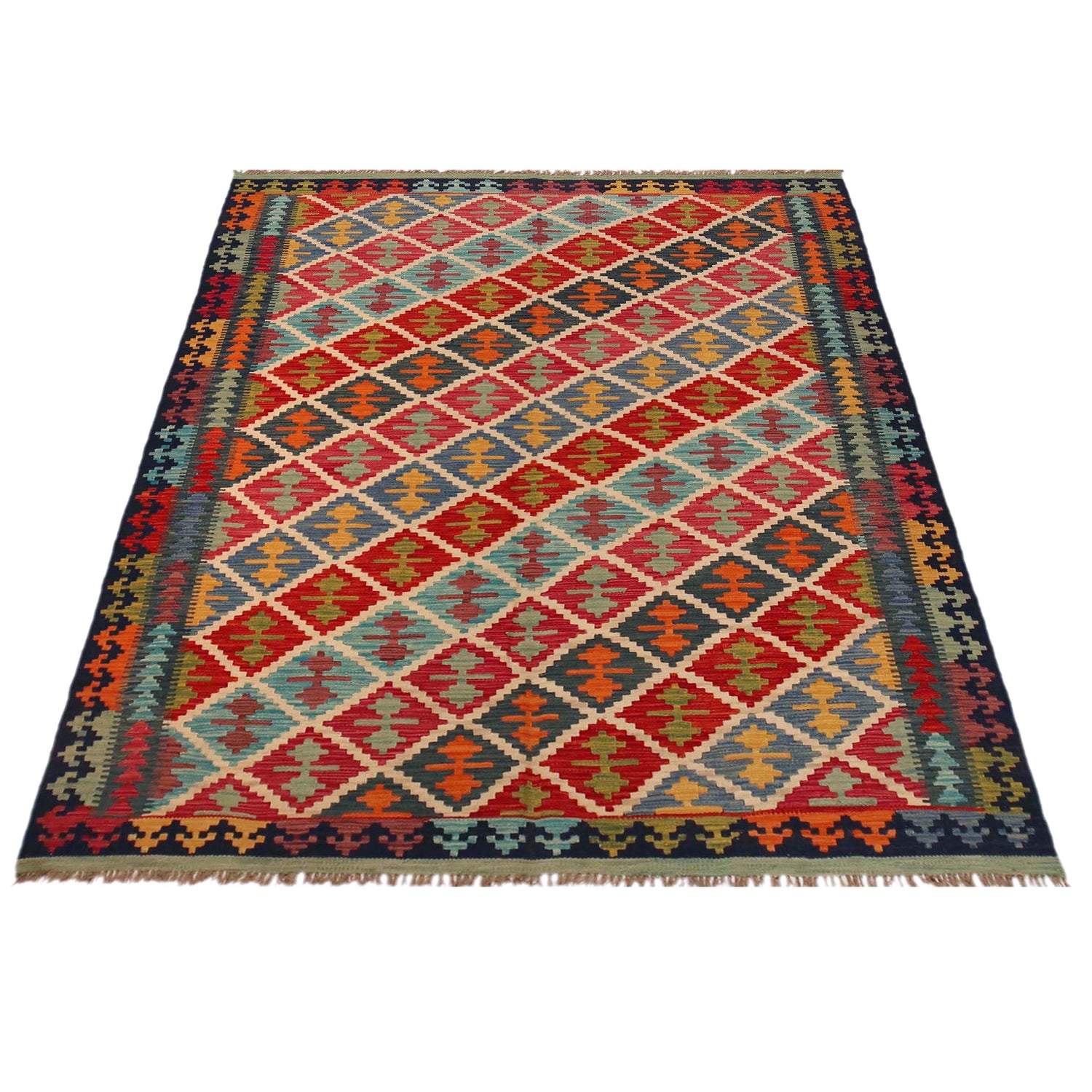 Handmade Vegetable Kilim 5' 9" x 7' 9" (ft) - No. Y35602