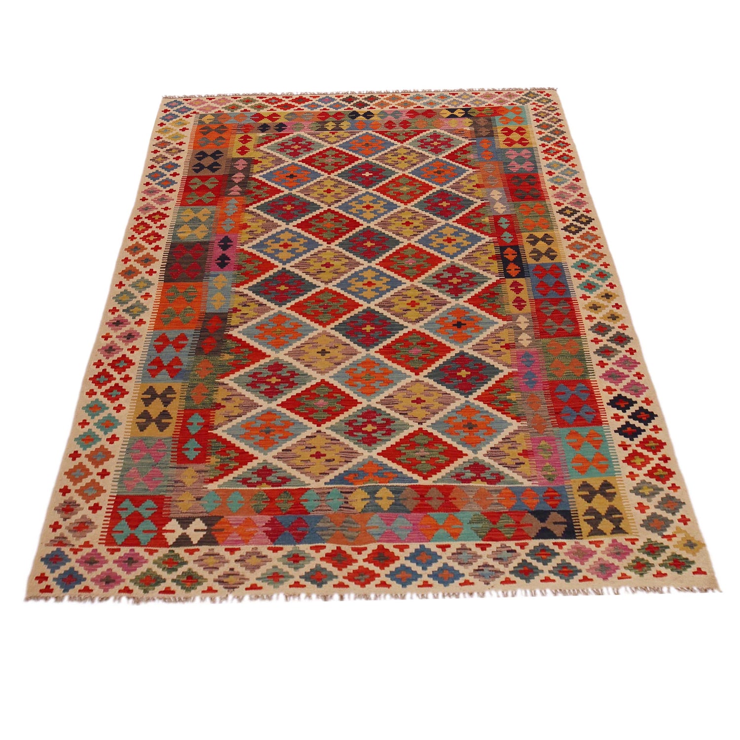Handmade Vegetable Kilim 5' 11" x 8' 5" (ft) - No. Y35608