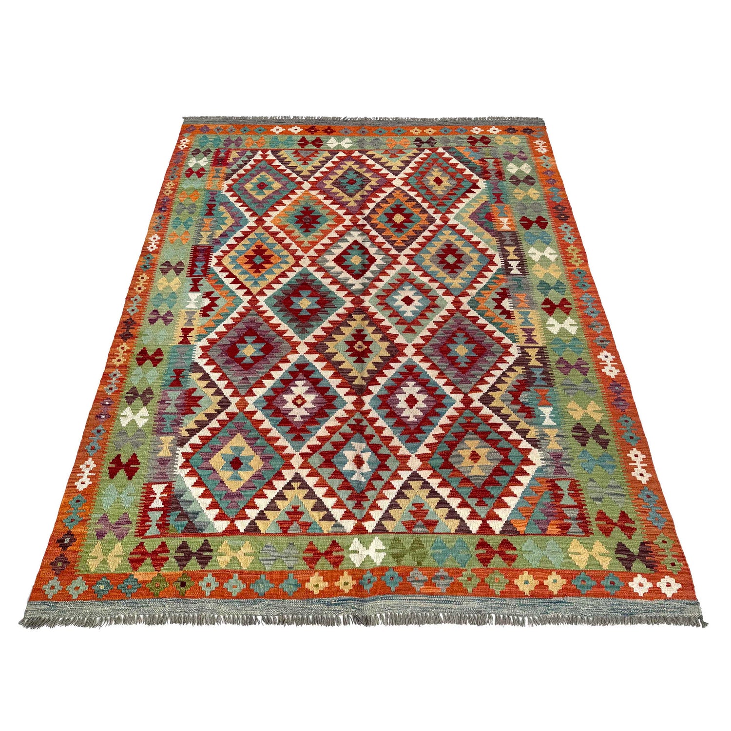 Handmade Vegetable Kelim 6' 8" x 9' 3" (ft) - No. Y37278