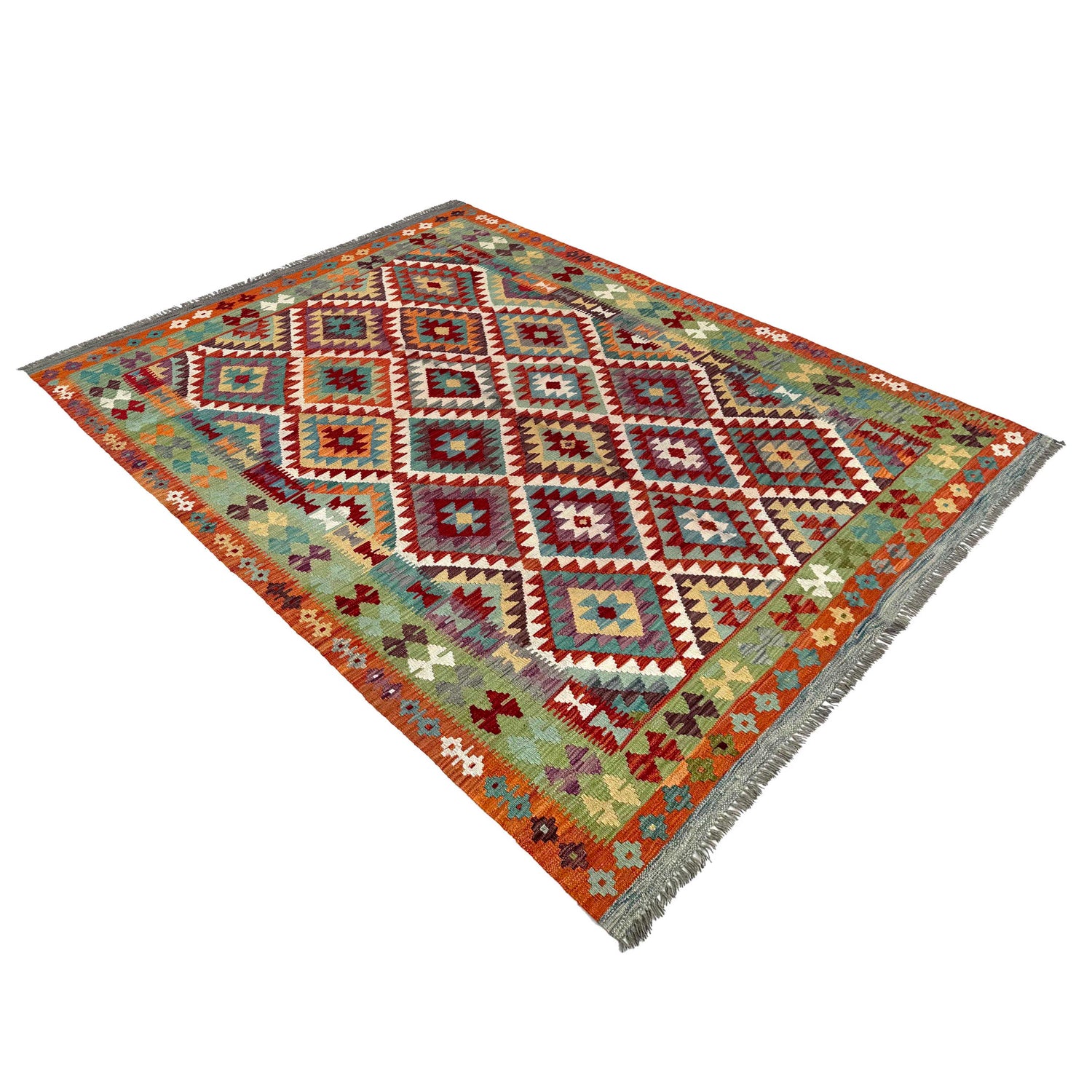 Handmade Vegetable Kelim 6' 8" x 9' 3" (ft) - No. Y37278