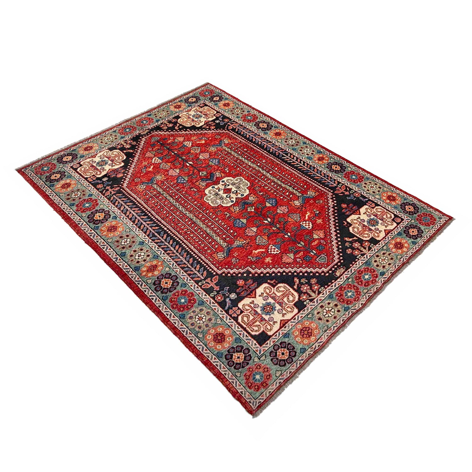 Red Color Shirazi Rug 6' 9" x 9' 10" (ft) - No. Y37284