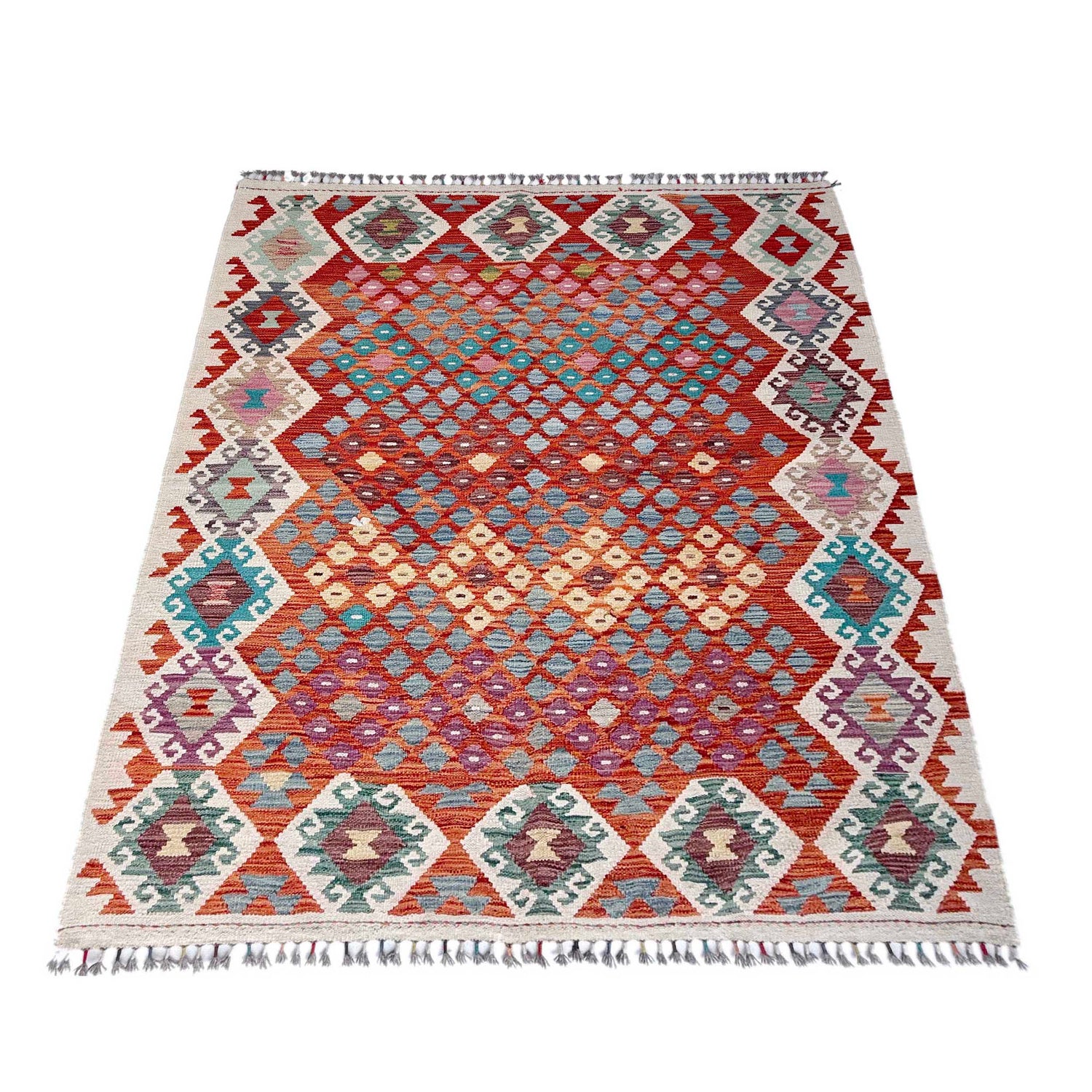 Handmade Vegetable Kelim 5' 1" x 6' 7" (ft) - No. Y37291