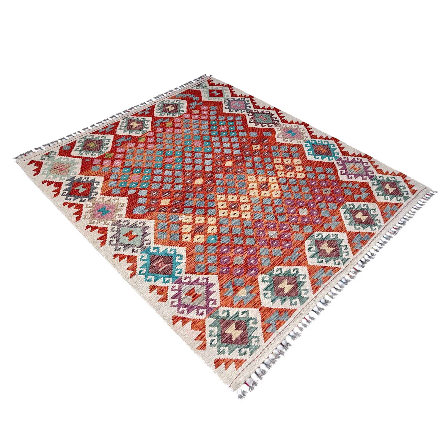 Handmade Vegetable Kelim 5' 1" x 6' 7" (ft) - No. Y37291