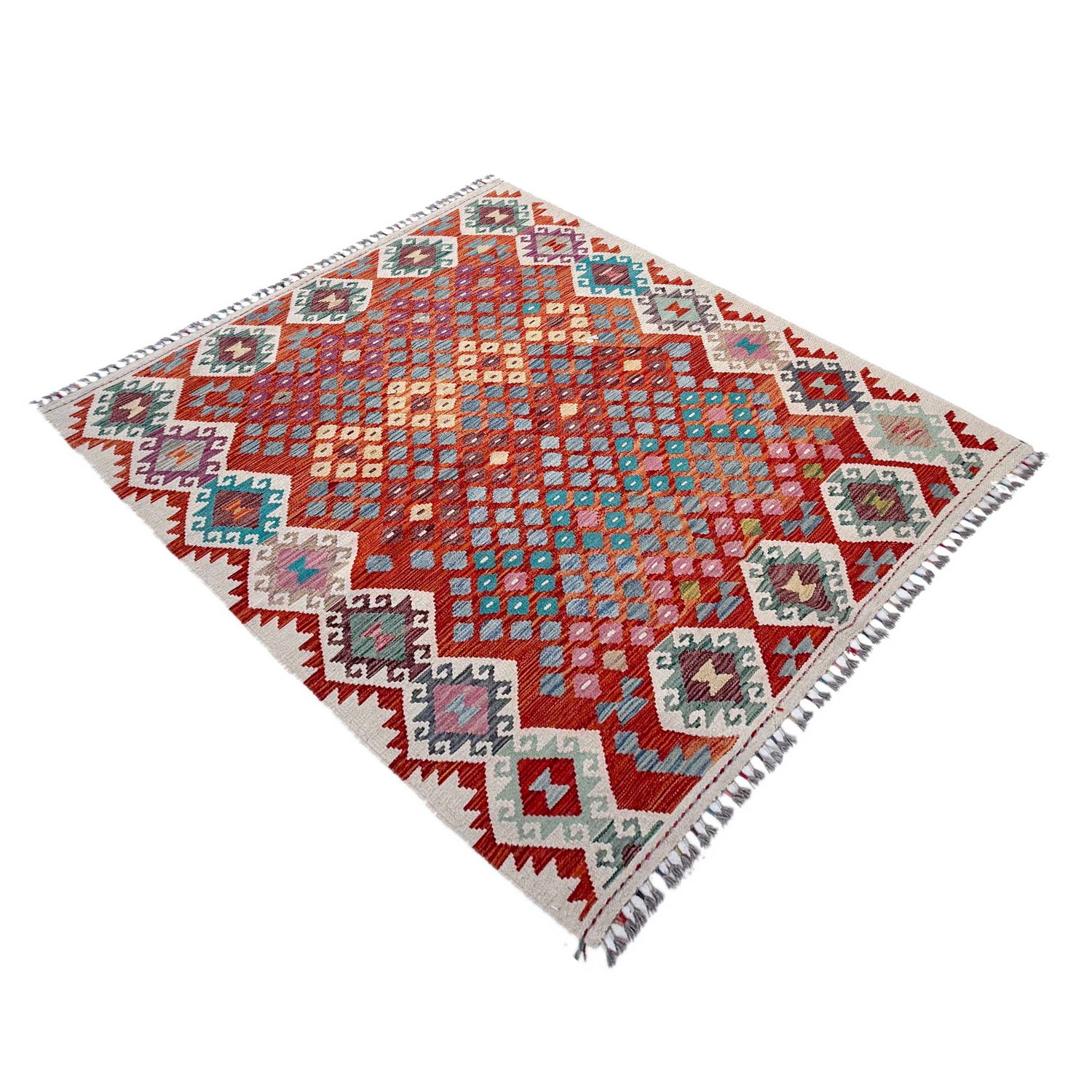 Handmade Vegetable Kelim 5' 1" x 6' 7" (ft) - No. Y37291