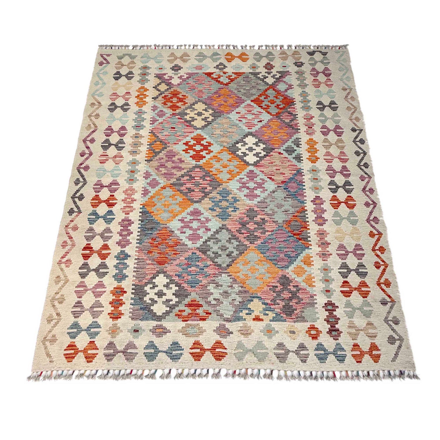 Handmade Vegetable Kilim 5' 0" x 6' 7" (ft) - No. Y37294